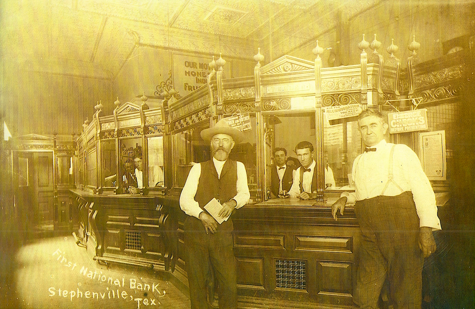 Photo of Interior view of First National Bank - year unknown